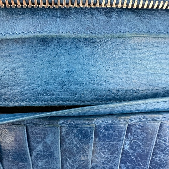 BALENCIAGA Zip Around Wallet, Blue with Giant Silver Hardware - Picture 14 of 15
